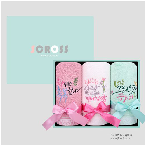 sw이니셜타올 송월 레이스 3P 핑크+화이트+민트