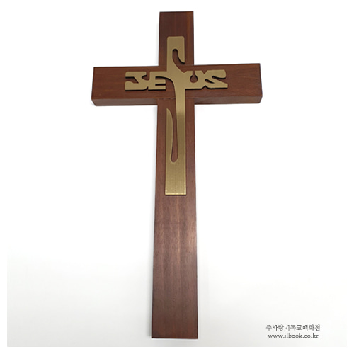 [벽걸이원목십자가] jesus 십자가 - 골드 (소)