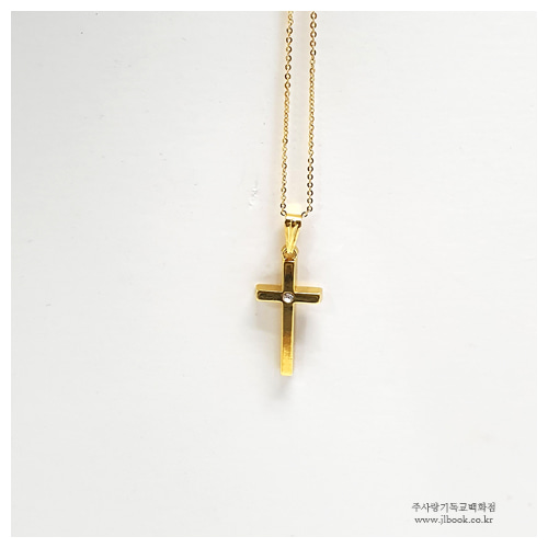 [십자가목걸이] 금속십자가목걸이 - 골드