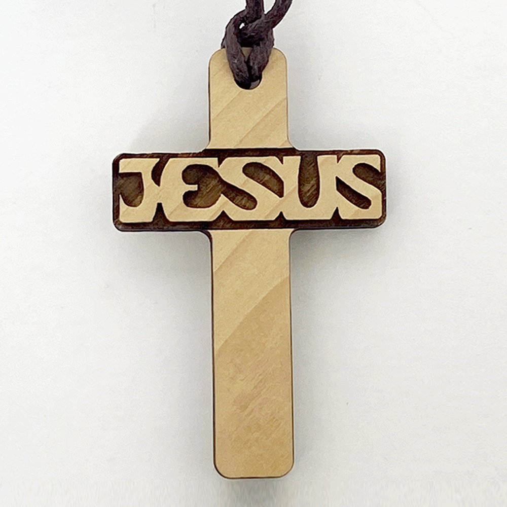 2402) 고급스운 적삼목 - 나무십자가 목걸이 03.JESUS