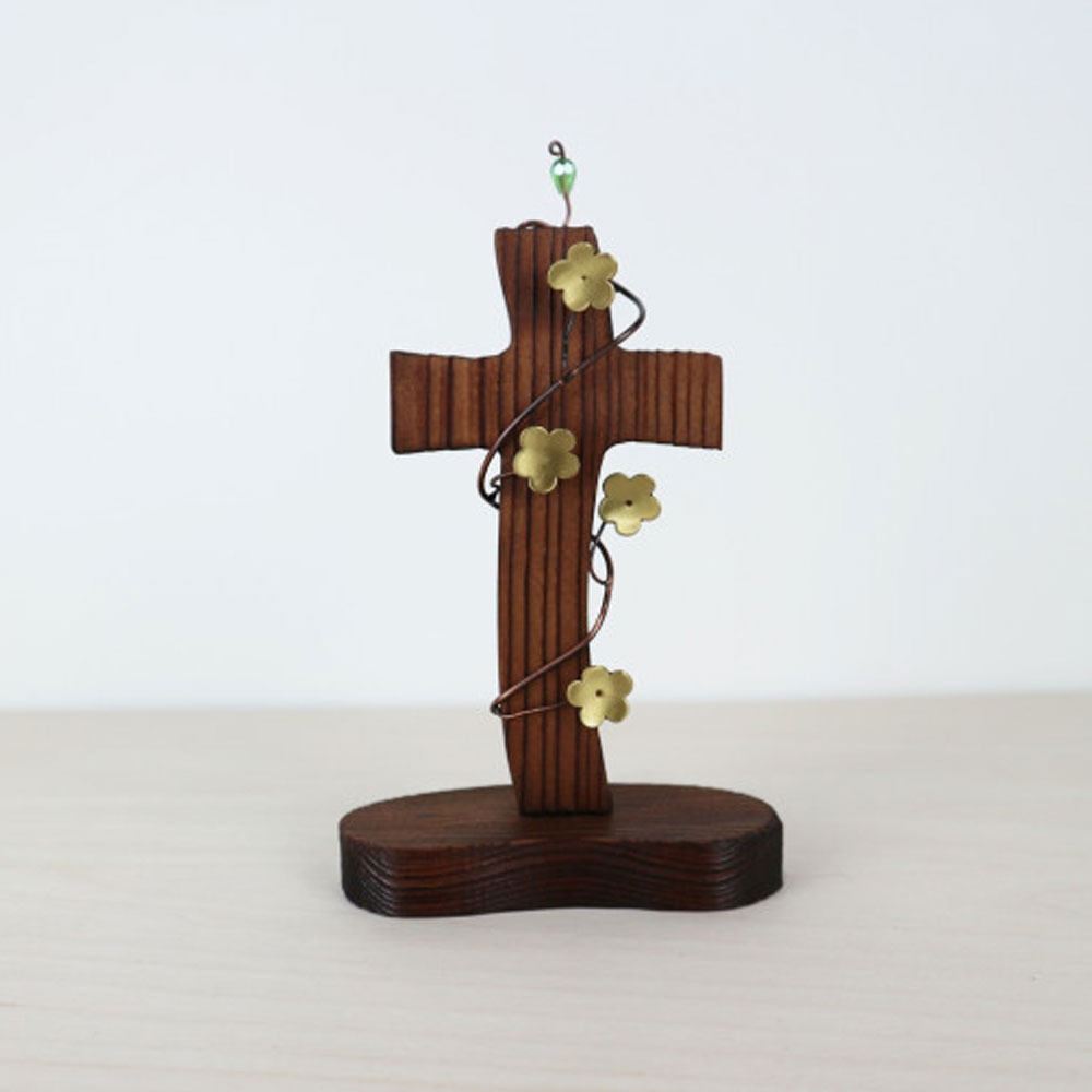 소나무탁상십자가 꽃넝쿨 가정용 예배용 선물용