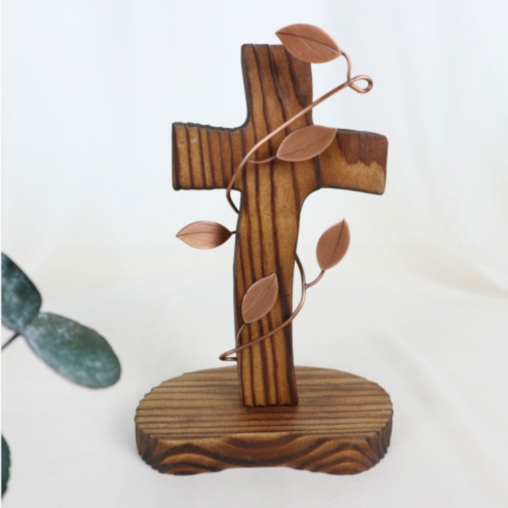 소나무탁상십자가 갈색넝쿨1 가정용 예배용 선물용