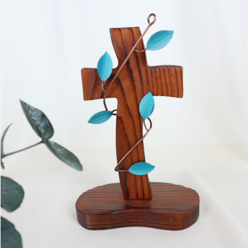 소나무탁상십자가 녹색넝쿨1 가정용 예배용 선물용